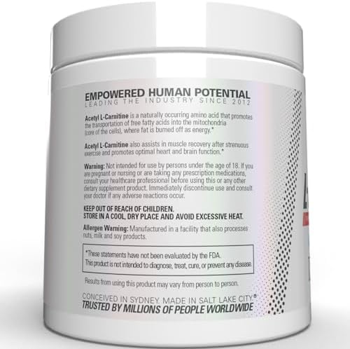 EHP Labs Acetyl L Carnitine Powder - Supports Natural Energy Production, Assists in Healthy Brain Function, Supports Heart Health, Vegan, Gluten Free, Non GMO - 100 Servings — view 8
