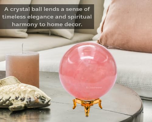 Image of Certified Star Rose Quartz Crystal Ball for Meditation - Premium Crystal Vastu Items for Home and Feng Shui Items for Good Luck - Ideal for Pooja Supplies and Spiritual Practices (3 inch Inch)