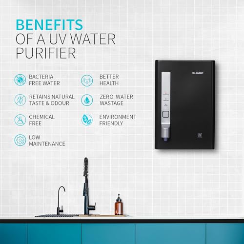 Image of SHARP UV Water Purifier I 5-Stage Purification I CeroSilver Technology | Smart LED Indicators, and Halo Light |Suitable for all water sources I WJ-US004B-ES