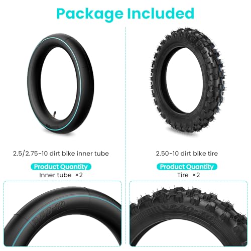 2.5-10″ Off-Road Tire and Inner Tube Set, Dirt Bike Tire