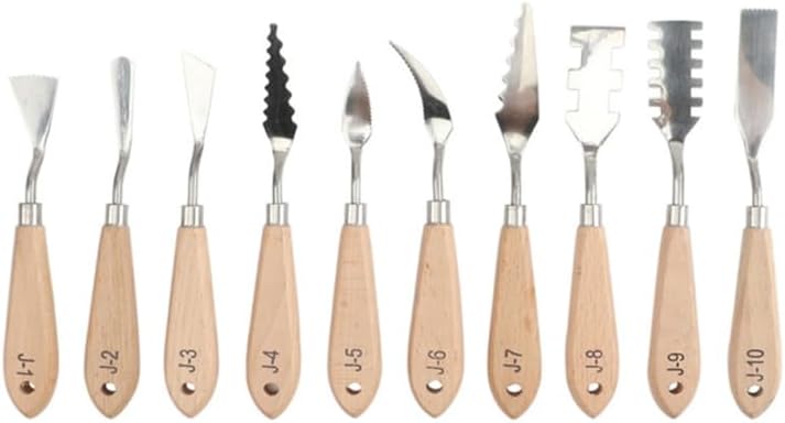 PRETYZOOM 10 Pcs Stainless Steel Oil Painting Scrapers and Mixing Spatulas Art Palette Knives Set for Texture Painting and Color Mixing in Oil Paint Supplies