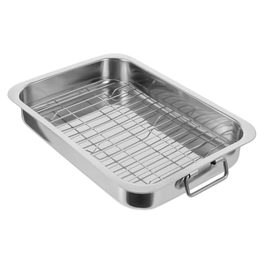 Cabilock Stainless Steel Roasting Pan Rectangular Deep Roaster Pan Tray Baking Sheet and Rack Set Nonstick Steel Roaster Lasagna Pan Baking Tray Quarter Sheet with Handles for Roasting