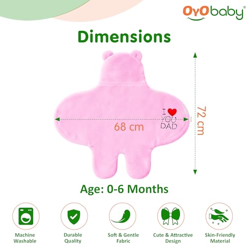 Image of OYO BABY Soft Cotton Baby Blanket Pack - Pink Kitty & Dad Pink, 0-12 Months | Gentle & Breathable Infant Swaddle Wrap, Cozy Newborn Blanket for Sleep, Travel & Nursery, Perfect Baby Shower Gift