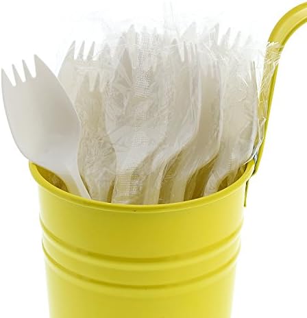 AmerCare Medium Weight Polypropylene Sporks, White, Individually Wrapped, Case of 1000