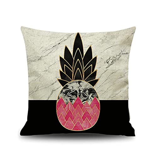 Lieson Lot Housse Coussin 45x45, Housse Coussin Deco Canape Rose Noir Coussin Decoration Ananas Geometrique Marbre, Lin