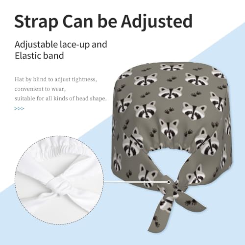 Image of Working Cap Scrub Cap with Sweatband Adjustable Unisex Women Tie Back Hat Nurse Surgical Caps