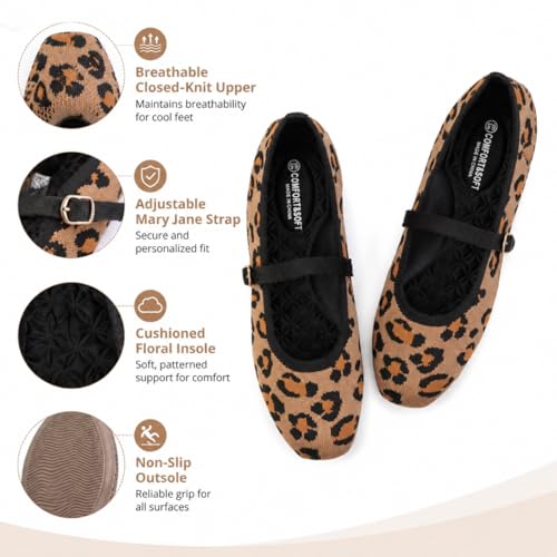 Image of Frank Mully Womens Casual Flat Shoes Square Toe Shoes Knitted Mesh Flat Comfort Work Flat Shoes for Daily Washable
