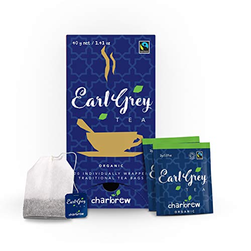 Té Earl Grey Orgánico de Charbrew 6 x 20 Bolsas de Té con Etiqueta y Cordel