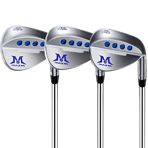 Mazel Forged Golf Sand Wedge,Gap Wedge,Lob Wedge For Men,48/52/54/56/58/60 Degree Individual Golf Wedge,Milled Face For More Spin,Right Hand (Rh, Steel Color Set (52,56,60), Right Handed) #TOP17