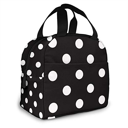 Kslai White And Black Polka Dot Lunch Bag Tote Bag Lunch Bag For Women Lunch Box Insulated Lunch Container #TOP1