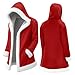 Family Christmas Cardigan Matching Sets Xmas Faux Fur Trim Warm Hoodies Coat Long Hooded Cardigan Jackets With Pockets #01-Red Small
