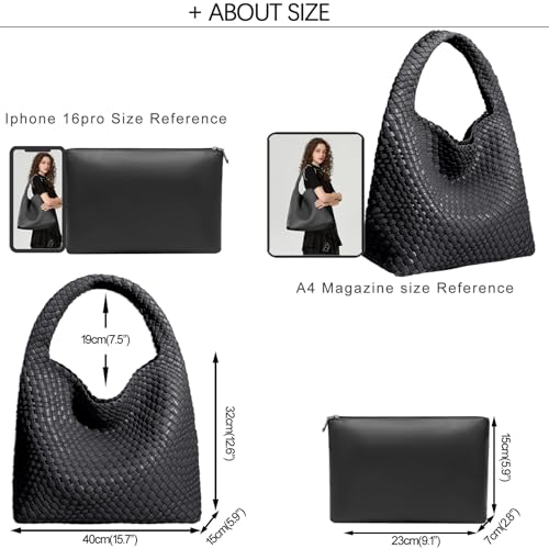Image of JINMANXUE Woven Tote Bag for Women, Fashion Hobo Handbag, Travel Top-handle Shoulder Bag, Beach Underarm Bag with Purse