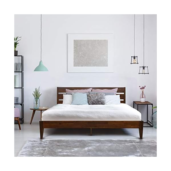 Acacia Emery 14 Inch Wood Platform Bed Frame with Headboard, Queen