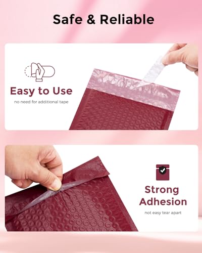 Image of Metronic Bubble Mailers 6x10 Inch 100 Pack Burgundy Padded Envelopes