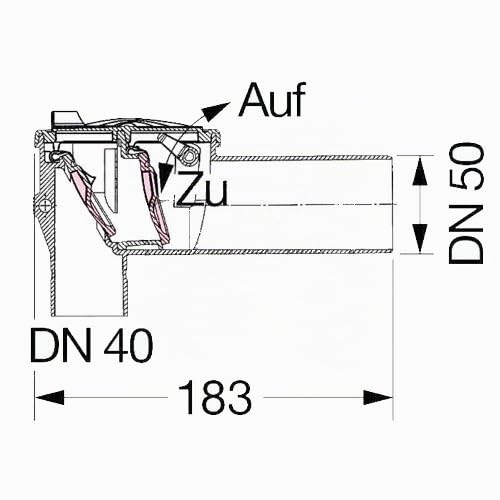 FOXCUP Kessel-Rückstauverschluss 73051 Siphon aus Kunststoff DN50, Rückschlagventil