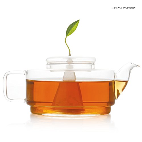 Tea Forte SONTU Glass Teapot with Custom Cover for Steeping