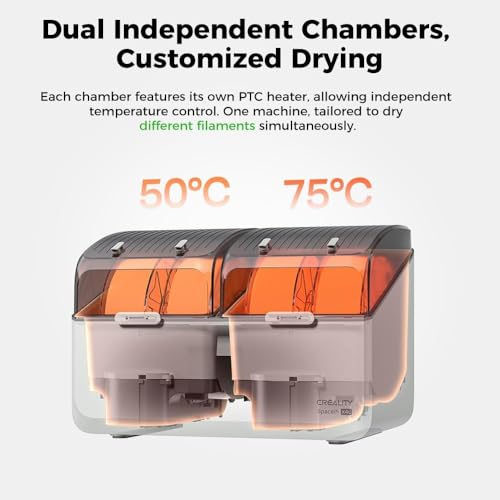 Image of Creality Filament Dryer Box for 4 Spools, Space Pi X4 Lite Dual Independent Heating Chambers with Fan, 75C Rapid Dryer for PLA PETG TPU ABS PET PC ASA PAHT, 3D Printer Filament Storage & Dehumidifier
