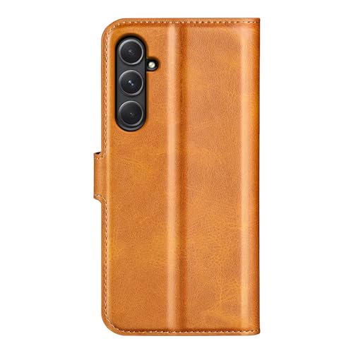 Étui à rabat pour Samsung A55 protection jaune simili cuir