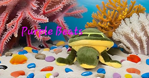 Image of Purple Beats Green Turtle Soft Stuff Toys for Kids, Children, Baby Girls, Stuffed Animals Toys, kachhua Soft Toys, Car Soft Toy - 30 CM