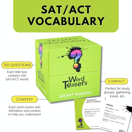 Image of ? WORD TEASERS SAT Vocabulary - Vocabulary Builder for Kids, Teens & Adults - Fun Family Conversation Starter & Vocabulary Game - SAT Word Game - 150 SAT Vocabulary Flash Cards