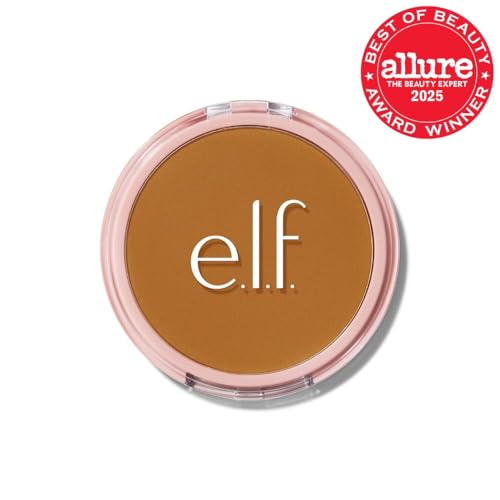 Image of e.l.f. Halo Glow Powder Filter, Pressed Finishing Powder, Buildable Coverage, Crease-Resistant, Blurs the Appearance of Pores, With Velour Puff and Mirror, Vegan & Cruelty-Free, Deep Warm
