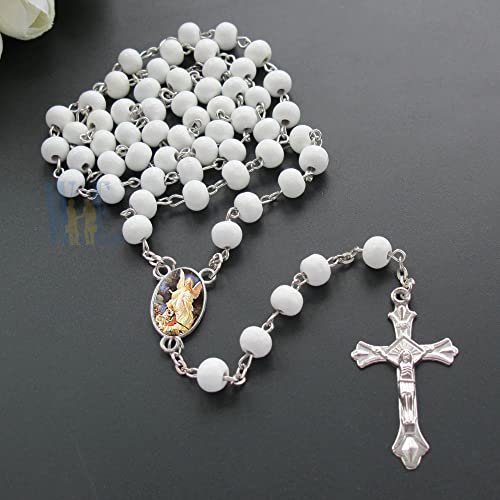 First Communon Baptism White Scented Rosary Favor - 12 Guardian Angel Rosaries With Individual Gift Box And Bag #TOP4