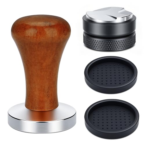 mobumeia Tamper 51mm Leveler 51mm Espresso Zubehör mit Silikonkissen Kaffeestampfer Edelstahl Siebträger Coffee Tamper Distributor für Zuhause Cafes und Büro