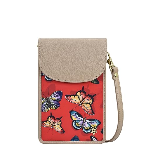 Anuschka Cell Phone Crossbody RFID Blocking Wallet - Wanderlust Collection - Nylon Fabric with Genuine Leather Trim