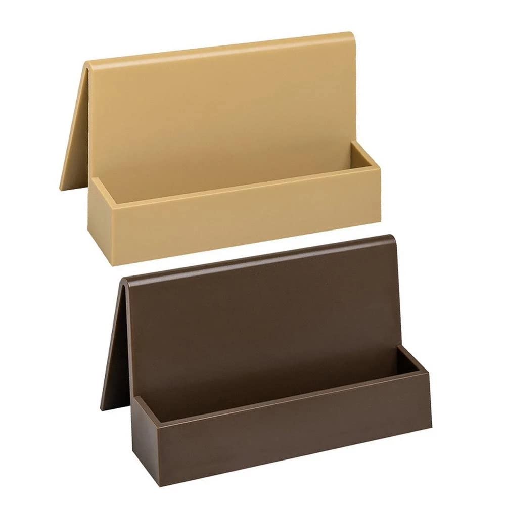 MOBYGKFY 2pcs Plastic Office Business Name Card Holder Storage Display Stand Rack Desktop Table Organizer 2 Colors