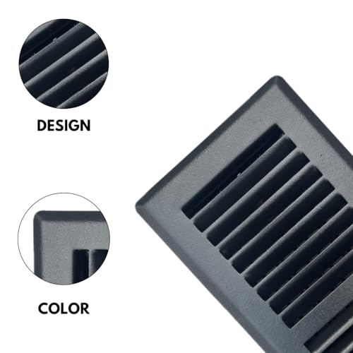 Image of 4 inch x 14 inch Black Floor Register 2 Way - Stamped Face Steel Vent Cover, HVAC Floor Grille for AC Heat, Fits 4x14 Duct Opening, Heavy Duty Metal Register