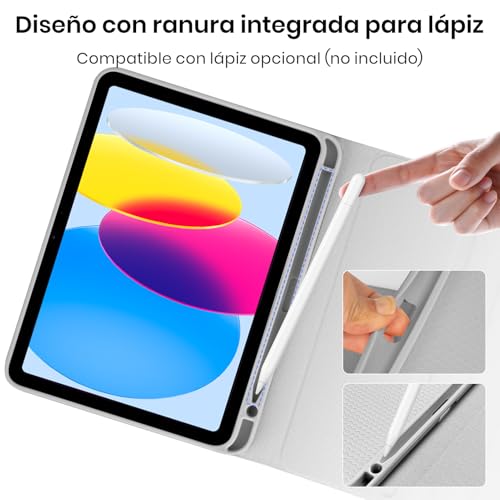 Funda Teclado para iPad 11.ª Gen (A16) / 10.ª Generación (11/10.9 Pulgadas) 2025/2022, Soporte para Lápiz y Teclado Recargable, [Español] Magnético Desmontable Bluetooth Teclado (Gris) - imagen 6