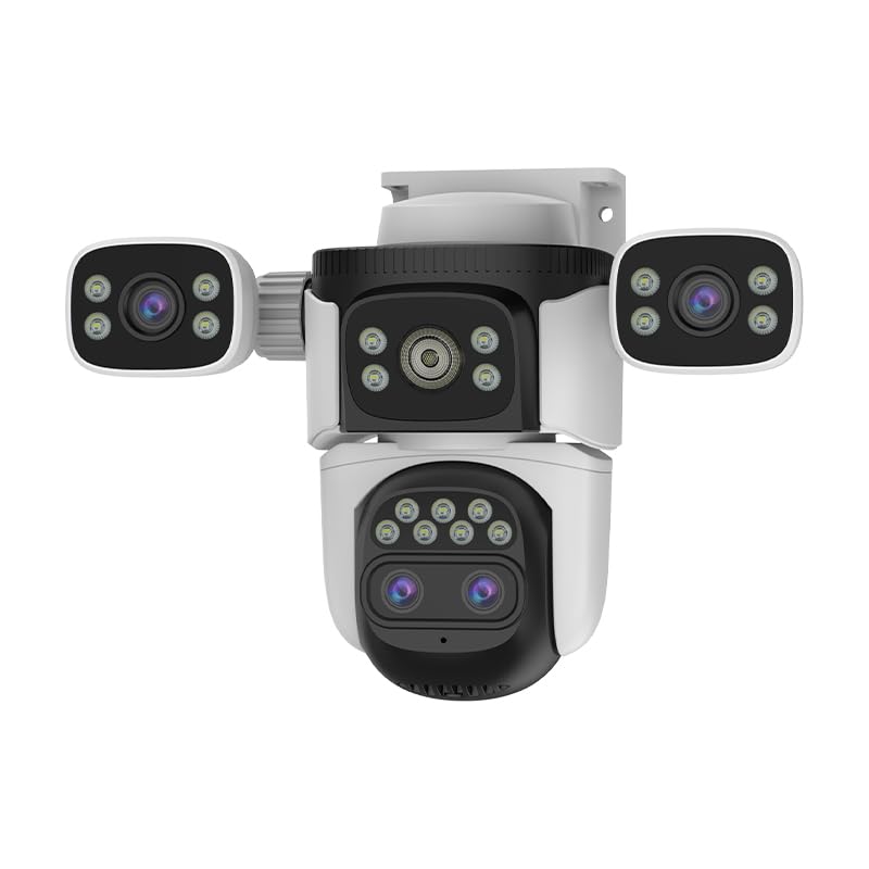 O Kam Pro 4K 8MP 4-Lens Security Camera with 10x Optical Zoom 360 Coverage 2.4G WiFi Pan & Tilt Sound Light Alarm Two Way Audio Human Tracking Night Vision Outdoor Surveillance CCTV(CS621ZS)