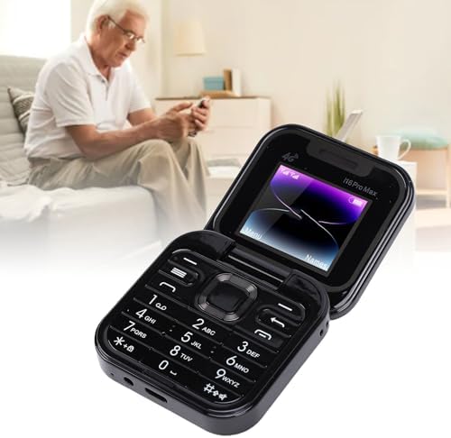 PUSOKEI 4G LTE Flip Phone Unlcoked, 4G Mini Flip Phone for Seniors, Loud Speaker, Dual SIM Slot, 1.77 Inch Screen, One Click Dialing, Bluetooth, FM Radio, 1000mAh Battery (Black) — view 4