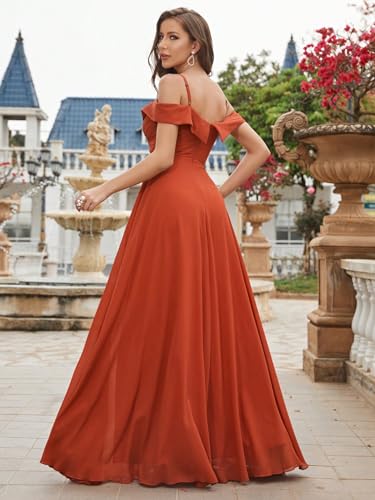 Cold Shoulder Ruched Floor Length Chiffon Bridesmaid Dress Elegant Evening Gowns Prom Dress Formal Dresses3