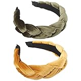 RINVEE Headbands for Women Velvet Braided Headbands Fashion Hairband Criss Cross Hair Accessories, A