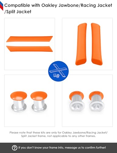 Image of BLAZERBUCK Replacement Earsocks & Bolt for Oakley Jawbone /Racing Jacket /Split Jacket Sunglasses - Black + Orange