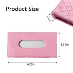 wuyaoyao Car Tissue Holder, Leather Sun Visor Napkin Case, Plaid-Pink - Image 2