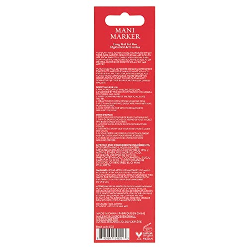 Nails Inc Mani Marker, Red Nail Art Pen, DIY Manicure Design, Quick Drying, Easy To Use, Salon Quality, Fine Tip, 0.10 Fl Oz - Image 2