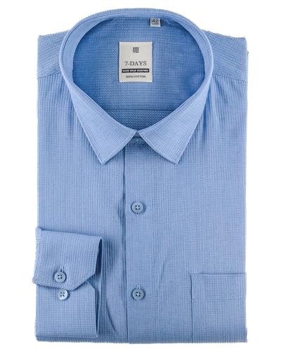 Image of 7-DAYS Men's Premium Formal Shirts - Regular Fit, Full Sleeve, 100% Pure Cotton, Self-Design, with Pocket - Stylish Office Shirts for Men