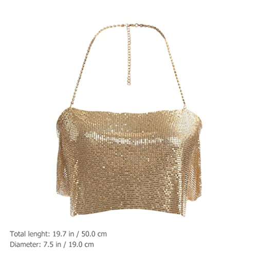 Camisola regata feminina com paetês: Blusa com glitter Cami Top cropped com alça espaguete Lantejoul