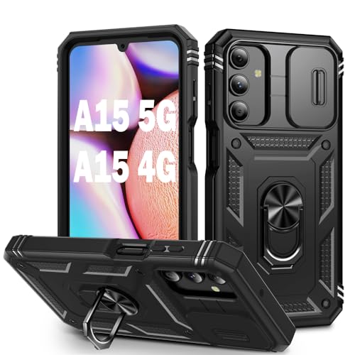 Coque Samsung A15 5G antichoc avec béquille 360 et protège caméra