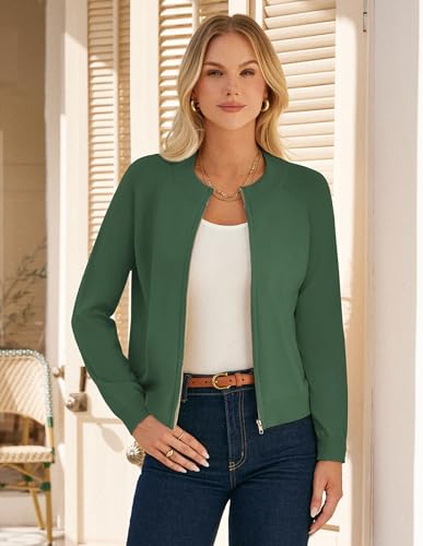 Image of GRACE KARIN Womens Long Sleeve Zip Up Cardigan Sweaters Lightweight Sweater Jacket Knitted Fashion Clothes