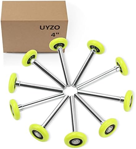 6200ZZ Quiet Garage Door Rollers Bearing Nylon Garage Door Roller 4" Stem, Green Pack of 10 (for 7' Height Doors)