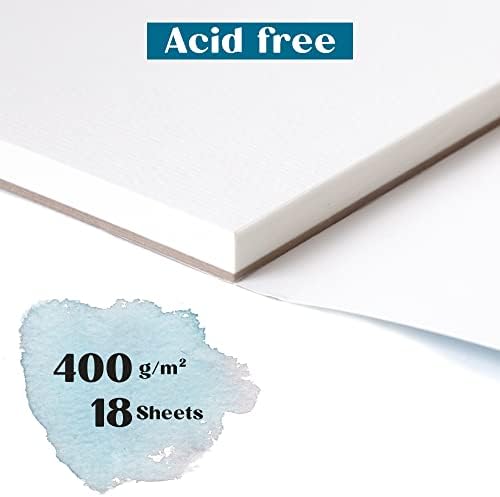 TRITART Acrylic Paper for Painting A4 400g/m²- Acrylic Paint Paper for Acrylic Colours & Oil Painting - 18 White Sheets - Acid Free Acrylic Paint Pad - Heavy Duty Painting Paper