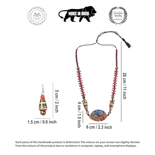 Image of AAKRITI ART CREATIONS Handcrafted Women's Jewelry Set - Ethnic Necklace and Earrings, Fashion Accessories for Special Occasions & Celebrations