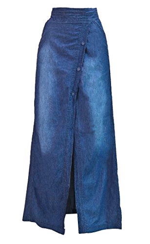 Fashion2Love Womens Juniors Long Light Denim Slit Maxi Skirt