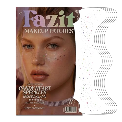 Fazit Makeup Patches - Candy Heart Speckles - Glow Up Make-Up Patches - Cute Glitter Makeup Accessories for Women - Cosmetic Glitter for Face