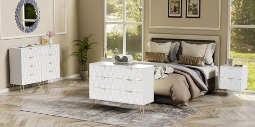 Anbuy 3 Pcs Bedroom Sets, 6 Drawer Dresser And Night Stand Sets For Bedroom, Two Drawers Nightstand Set Of 2 & 6 Drawer Dresser Combo 3 Pieces thumb #7