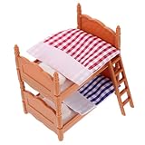 Mikikit Miniature Bunk Bed Prop para Casa De Muñecas Decoración De Dormitorio Miniatura Accesorios Realistas Juguete Educativo para rol y Familias