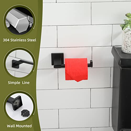 Image of KOKOSIRI Black Toilet Paper Holder for Bathroom Tissue Paper Dispenser Stainless Steel Toilet Roll Holder Hold Mega Rolls Wall Mounted, B2006BK